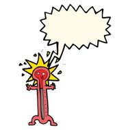 cartoon thermometer with speech bubble N7