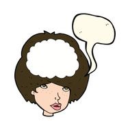 cartoon empty headed woman with speech bubble N8
