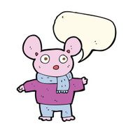 cartoon mouse in clothes with speech bubble N8