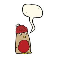 cartoon robin in hat with speech bubble N8