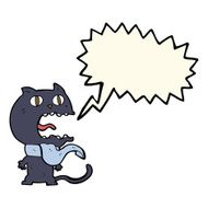 cartoon frightened cat with speech bubble N20