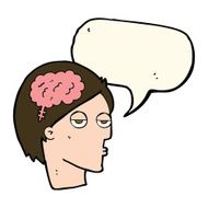 cartoon head with brain symbol speech bubble N30