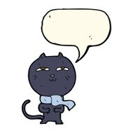 cartoon funny cat wearing scarf with speech bubble N10