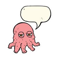 cartoon alien face with speech bubble N16