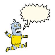 cartoon terrified robot with speech bubble N7