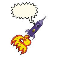 cartoon space rocket with speech bubble N18