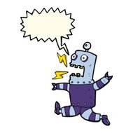 cartoon terrified robot with speech bubble N8