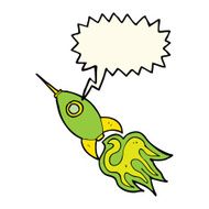 cartoon space rocket with speech bubble N19