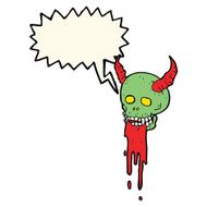cartoon spooky halloween skull with speech bubble N7