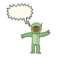 cartoon space man with speech bubble N16