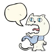 cartoon frightened cat with speech bubble N21