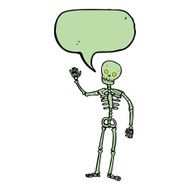 cartoon waving skeleton with speech bubble N7