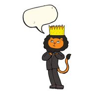 cartoon king of the beasts with speech bubble N4