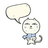 cartoon funny cat wearing scarf with speech bubble N11