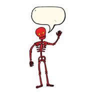 cartoon waving skeleton with speech bubble N8
