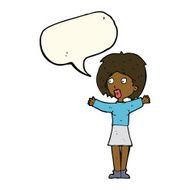 cartoon worried woman with speech bubble N63