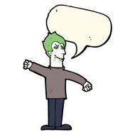 cartoon vampire man with speech bubble N85