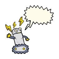 cartoon robot with speech bubble N136