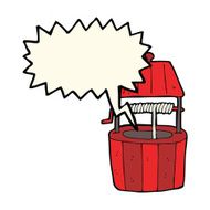 cartoon wishing well with speech bubble N3