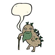 cartoon old potato with speech bubble N8