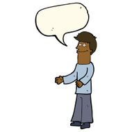 cartoon man shrugging shoulders with speech bubble N31