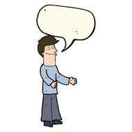 cartoon man shrugging shoulders with speech bubble N32