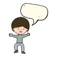 cartoon boy panicking with speech bubble N23