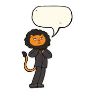 cartoon lion businessman with speech bubble N4