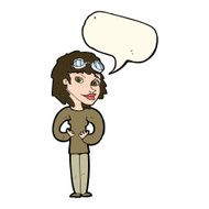 cartoon aviator woman with speech bubble N8