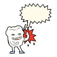 cartoon strong healthy tooth with speech bubble N7
