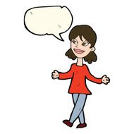 cartoon woman with no worries speech bubble N31
