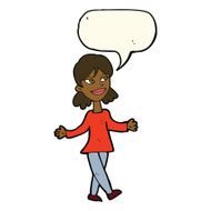 cartoon woman with no worries speech bubble N32