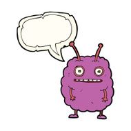 cartoon funny alien monster with speech bubble N6
