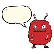 cartoon funny alien monster with speech bubble N7