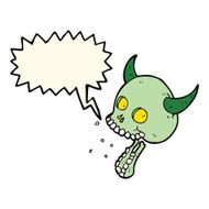 cartoon spooky skull with speech bubble N115