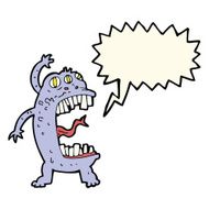 cartoon crazy monster with speech bubble N8