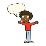 cartoon enthusiastic man with speech bubble N8