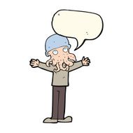 cartoon alien squid face man with speech bubble N7