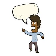cartoon terrified man with speech bubble N164