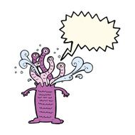 cartoon monster with speech bubble N35