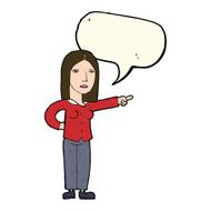cartoon woman pointing with speech bubble N161