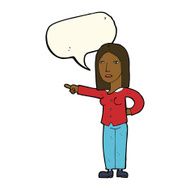 cartoon woman pointing with speech bubble N162