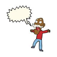 cartoon shocked old man with speech bubble N19