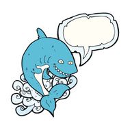 cartoon shark with speech bubble N29