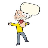 cartoon shocked old man with speech bubble N21