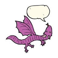 cartoon little dragon with speech bubble N4