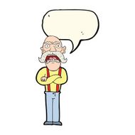 cartoon shocked old man with speech bubble N22