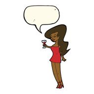 cartoon woman at party with speech bubble N15