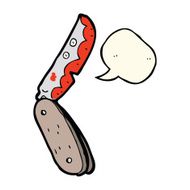 cartoon bloody folding knife with speech bubble N4