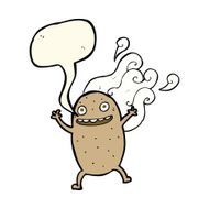 cartoon happy potato with speech bubble N7